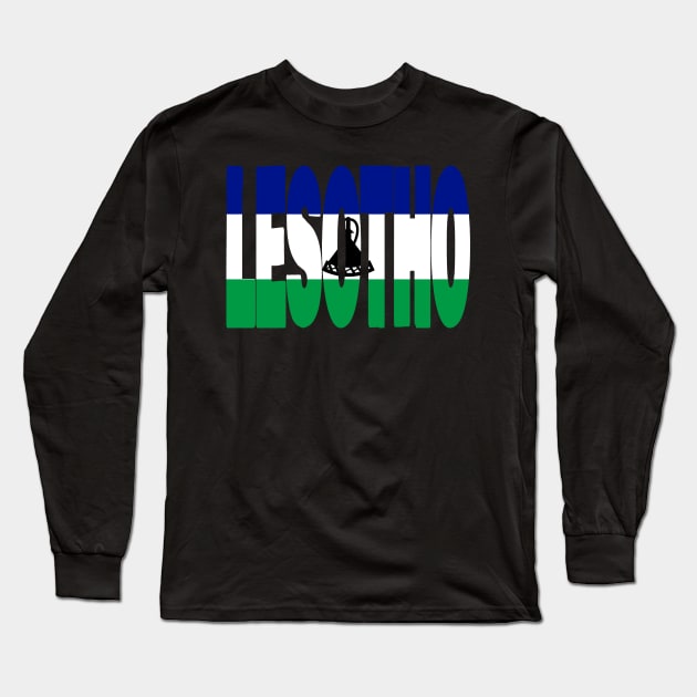 Lesotho flag stencil Long Sleeve T-Shirt by Kuni Art